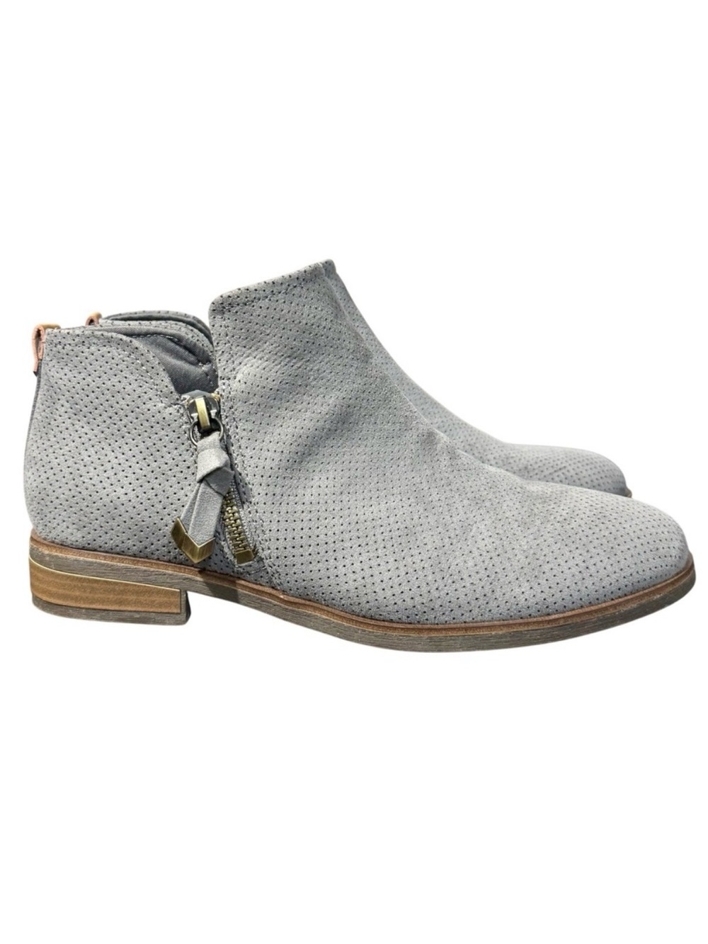 Dr Scholls Ankle Boots Grey Zip Up Booties Boho Fall Autumn Gray Boots Size 7